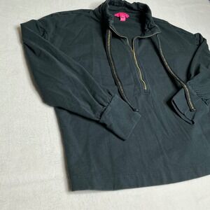 Lilly Pulitzer Womens Black Quarter Zip Sweatshirt Pullover Top Size XL